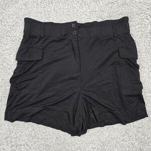 Lily Morgan Womens Black Cargo Shorts Stretch Casual Size‎ L Minimalist